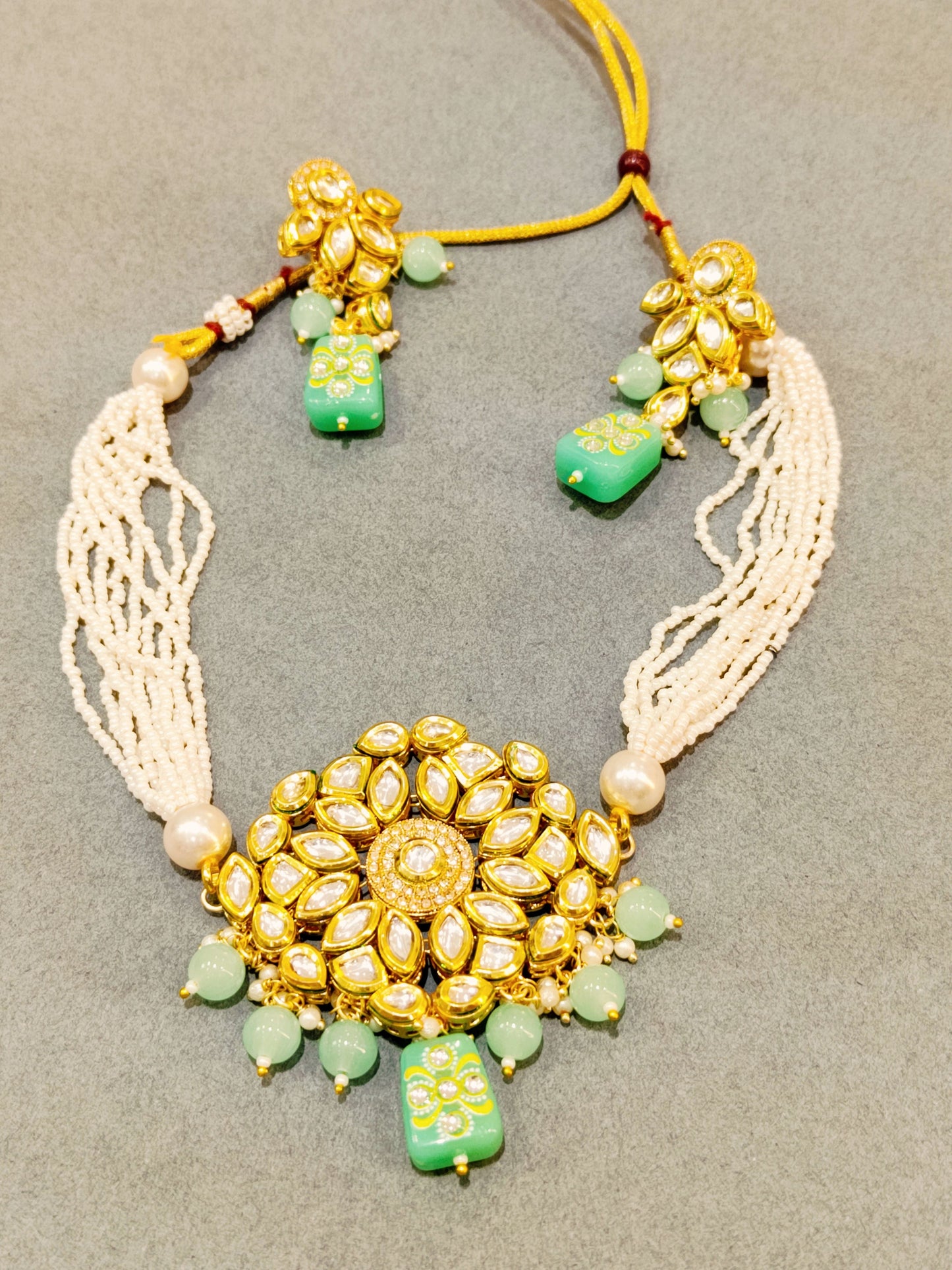 Mint green SURYA Choker Necklace set