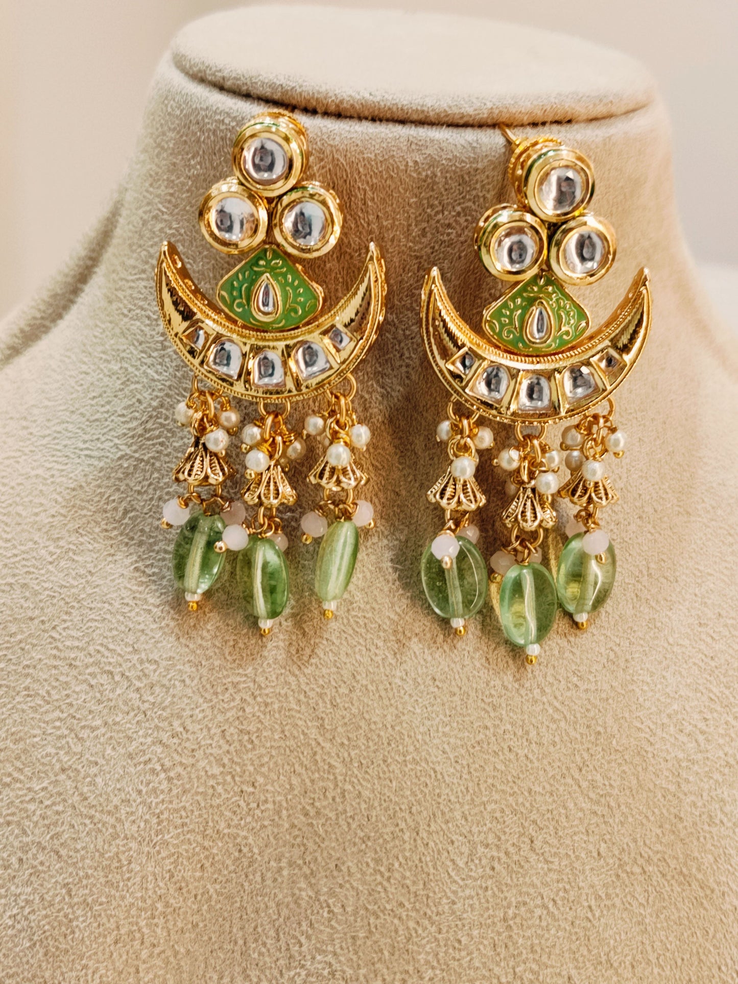 Pink & Mint green Chand Choker Necklace Set