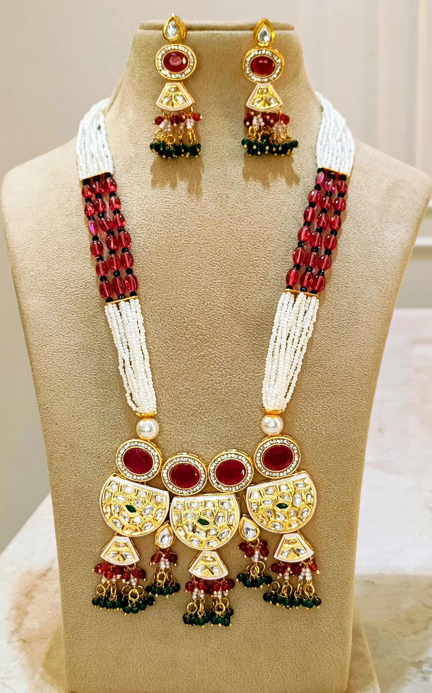 Red LAVANYA Long Necklace Set