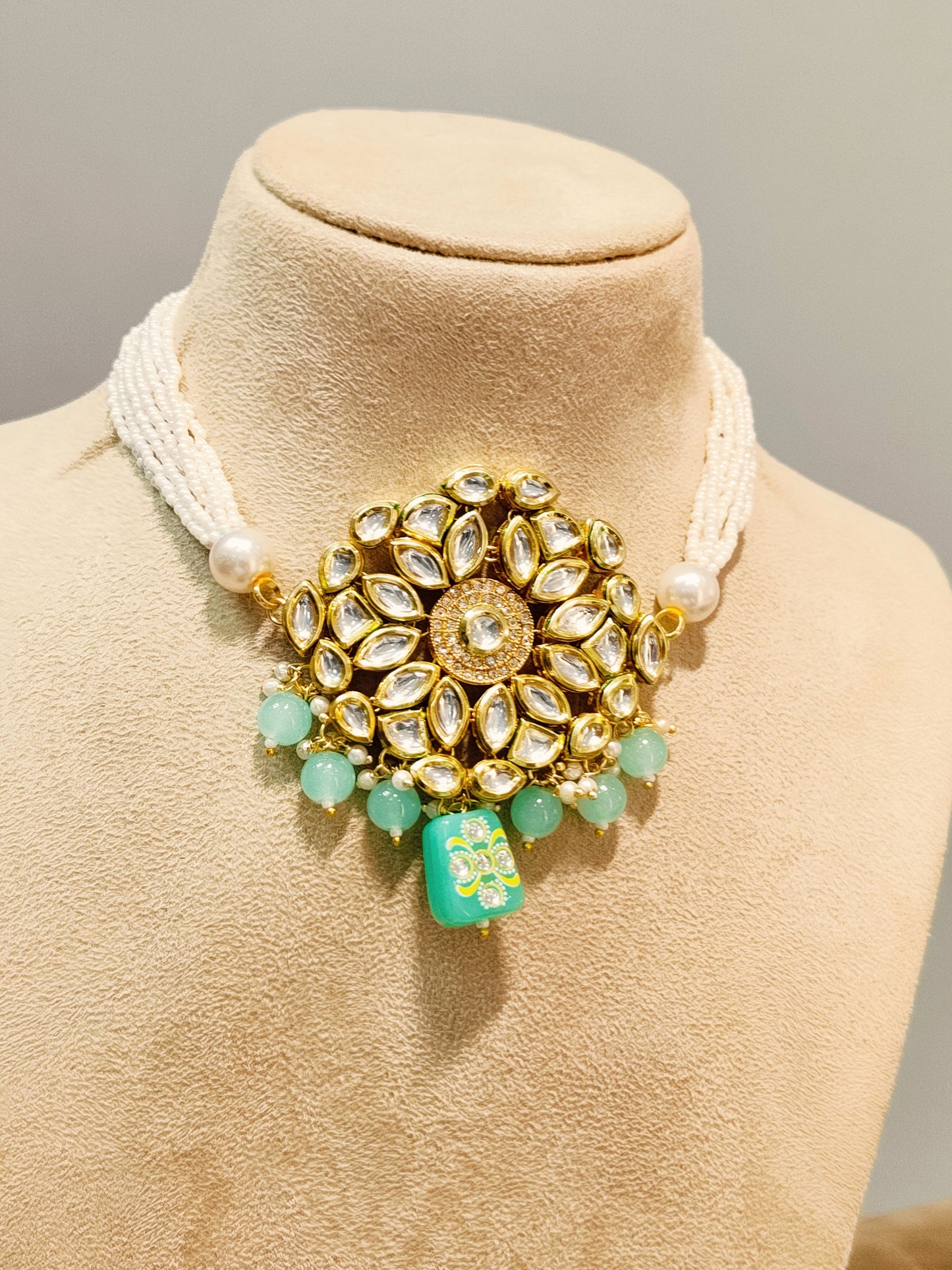 Mint green SURYA Choker Necklace set