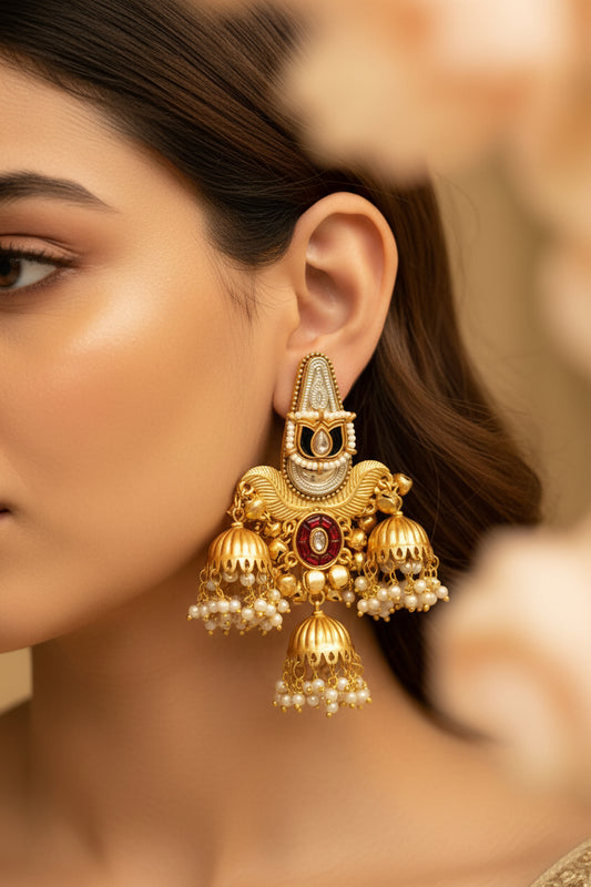 Gold Gulabari Jhumki