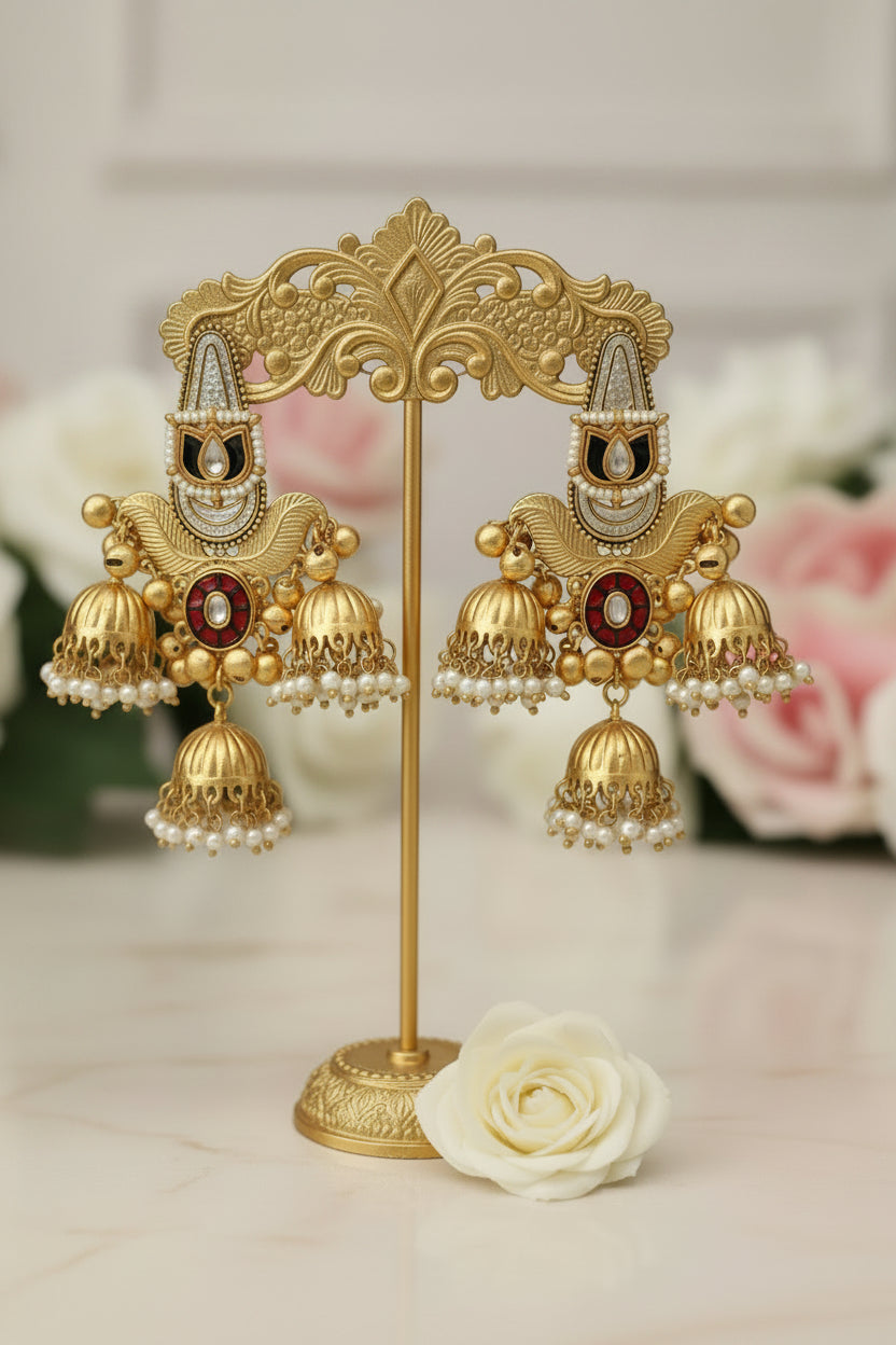 Gold Gulabari Jhumki