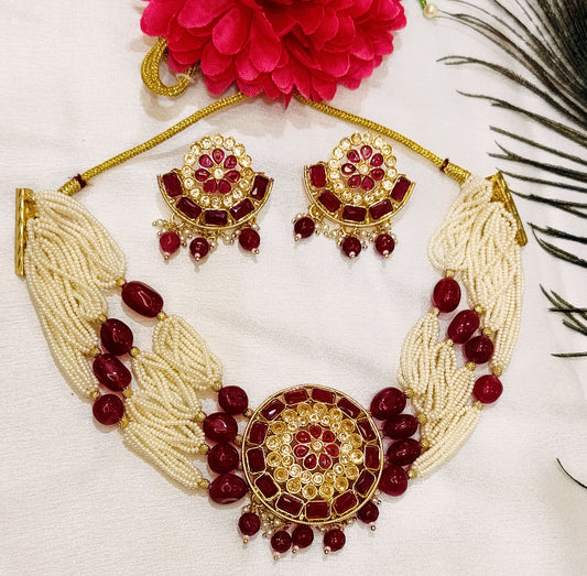 Maroon DEEPALI Choker set
