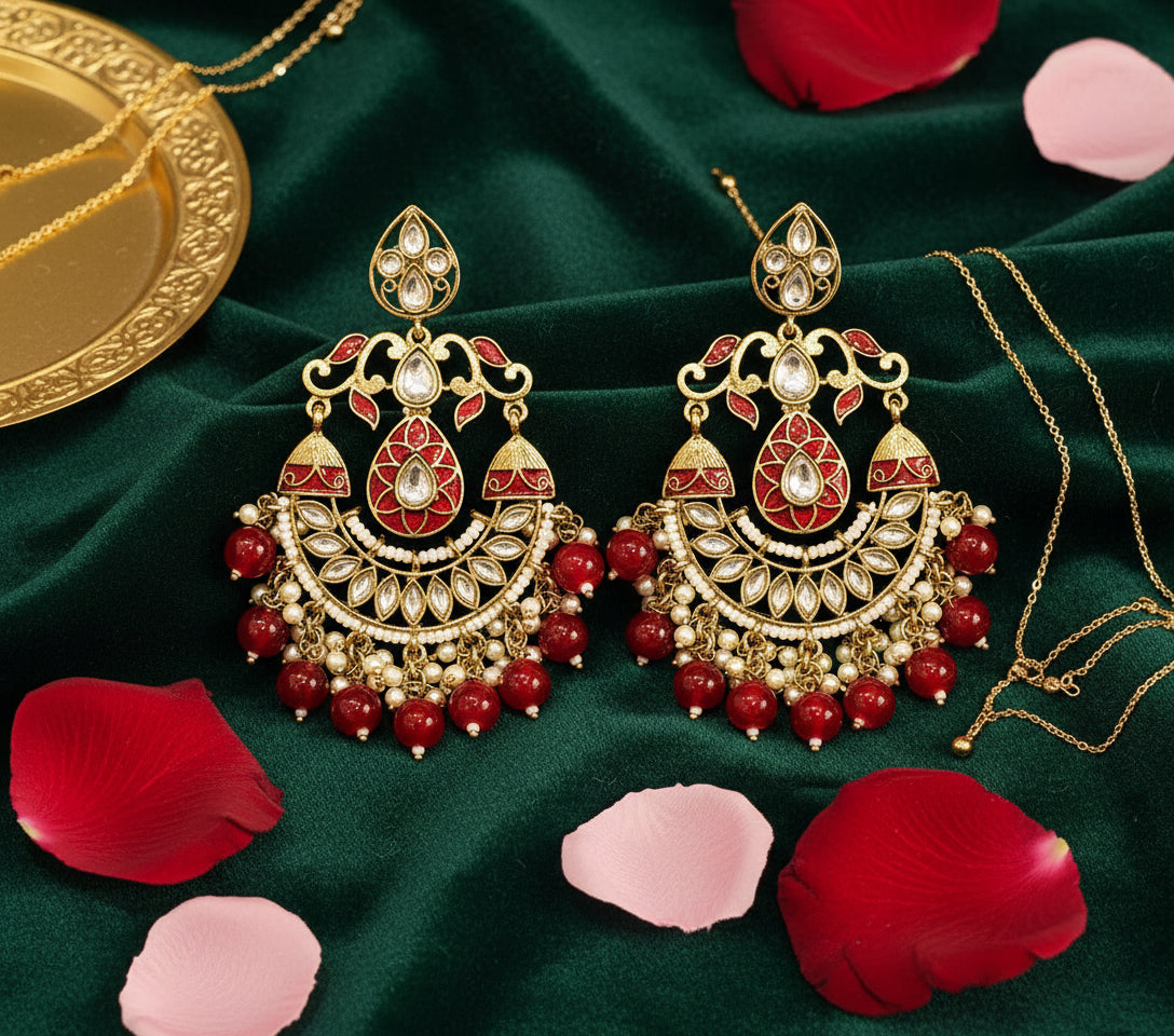 Maroon CHANCHALA Chandbali