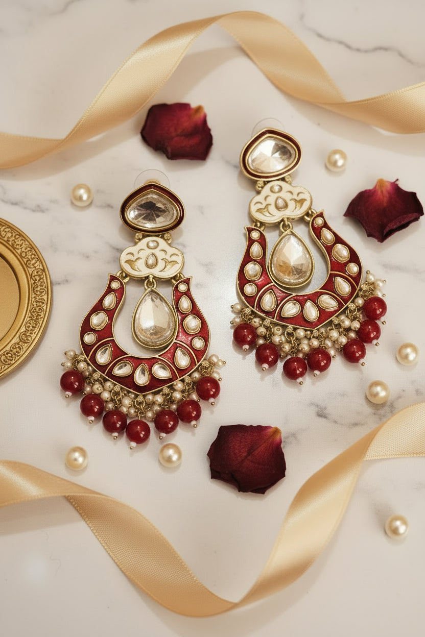 Maroon ESHA Chandbali