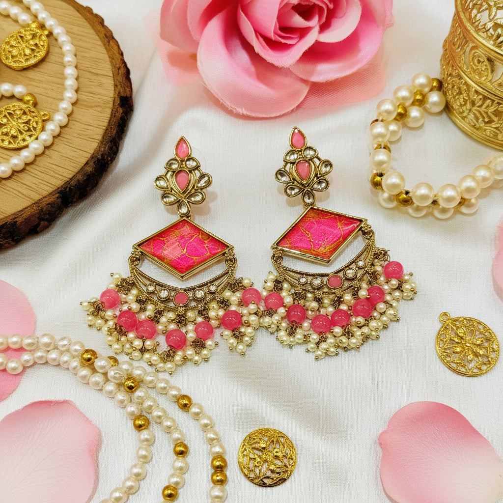 Pink VAIDEHI Chandbali