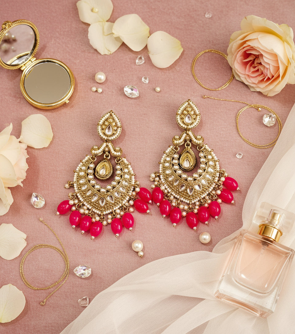 Rani Pink DEVASHREE Chandbali