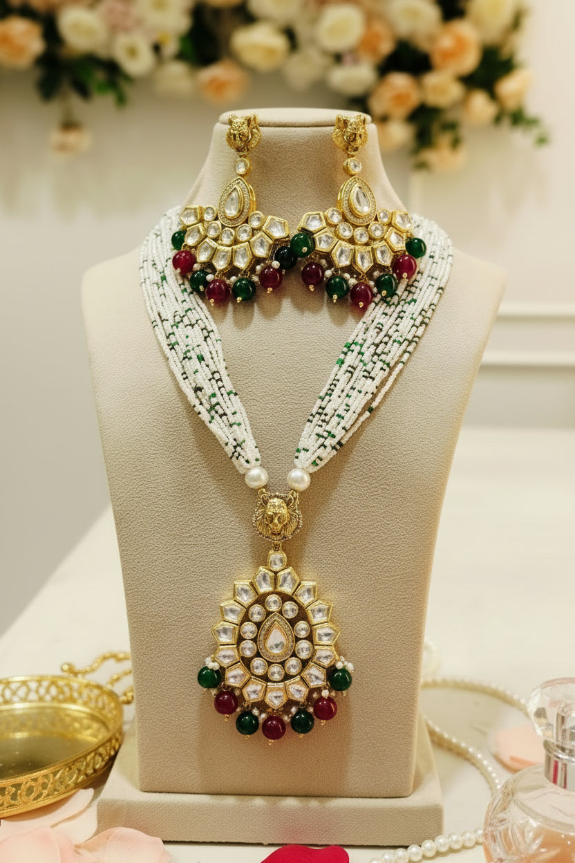 Red green GRISHMA long Necklace set