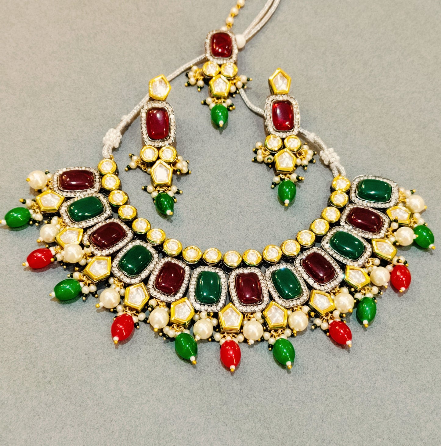 Red and Green SHAILVI Necklace set