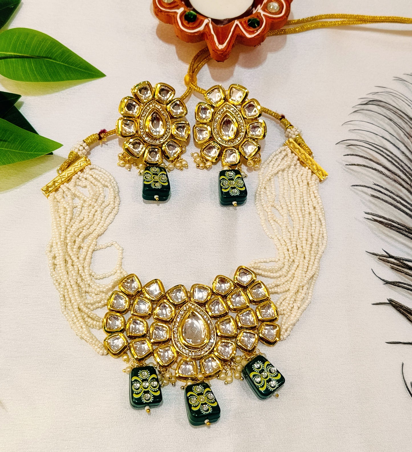 Emerland green SUKHI choker Necklace set