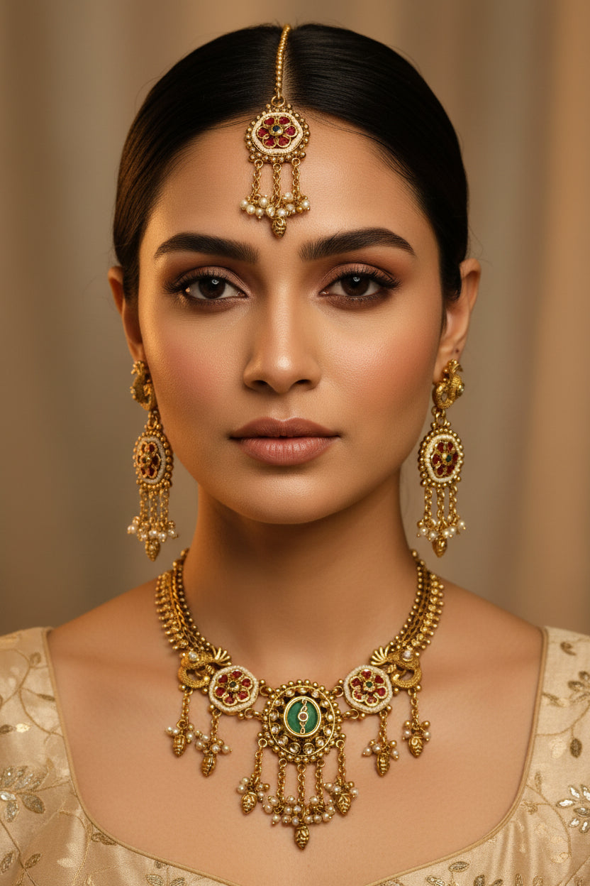 Gold Rajsi Necklace set
