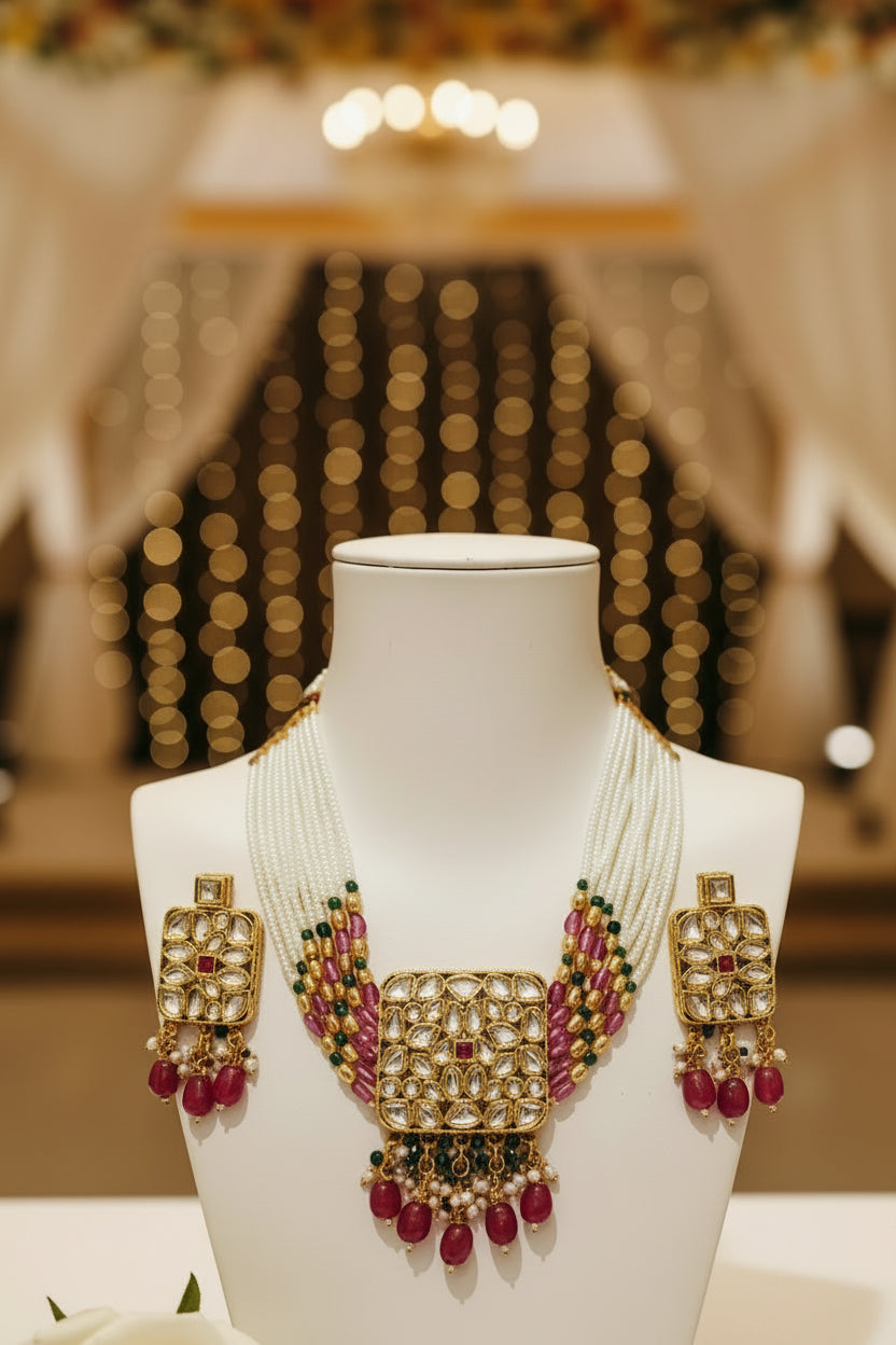 Pink RATNAMALA Necklace set