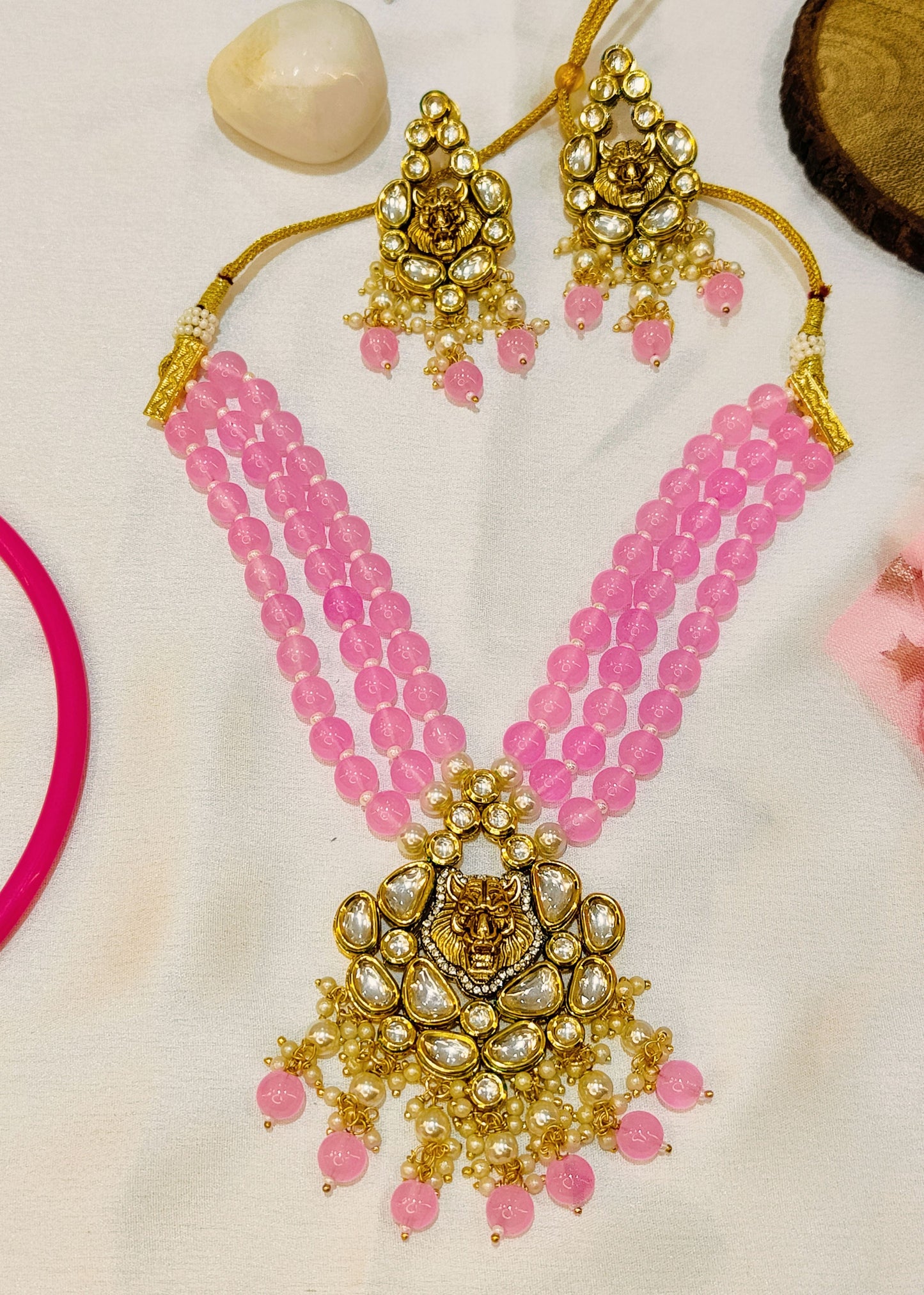 Pink SABYA Necklace set