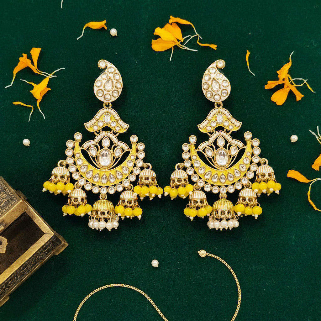Yellow PALAK Chandbali