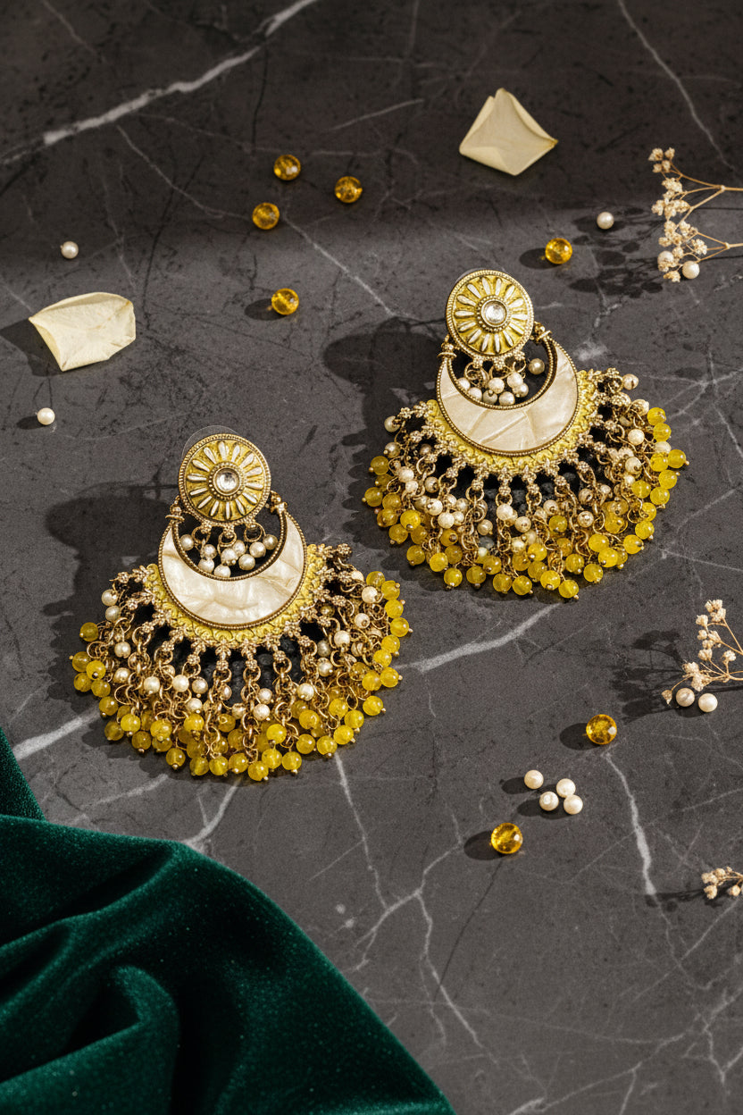 Yellow Diya Earrings
